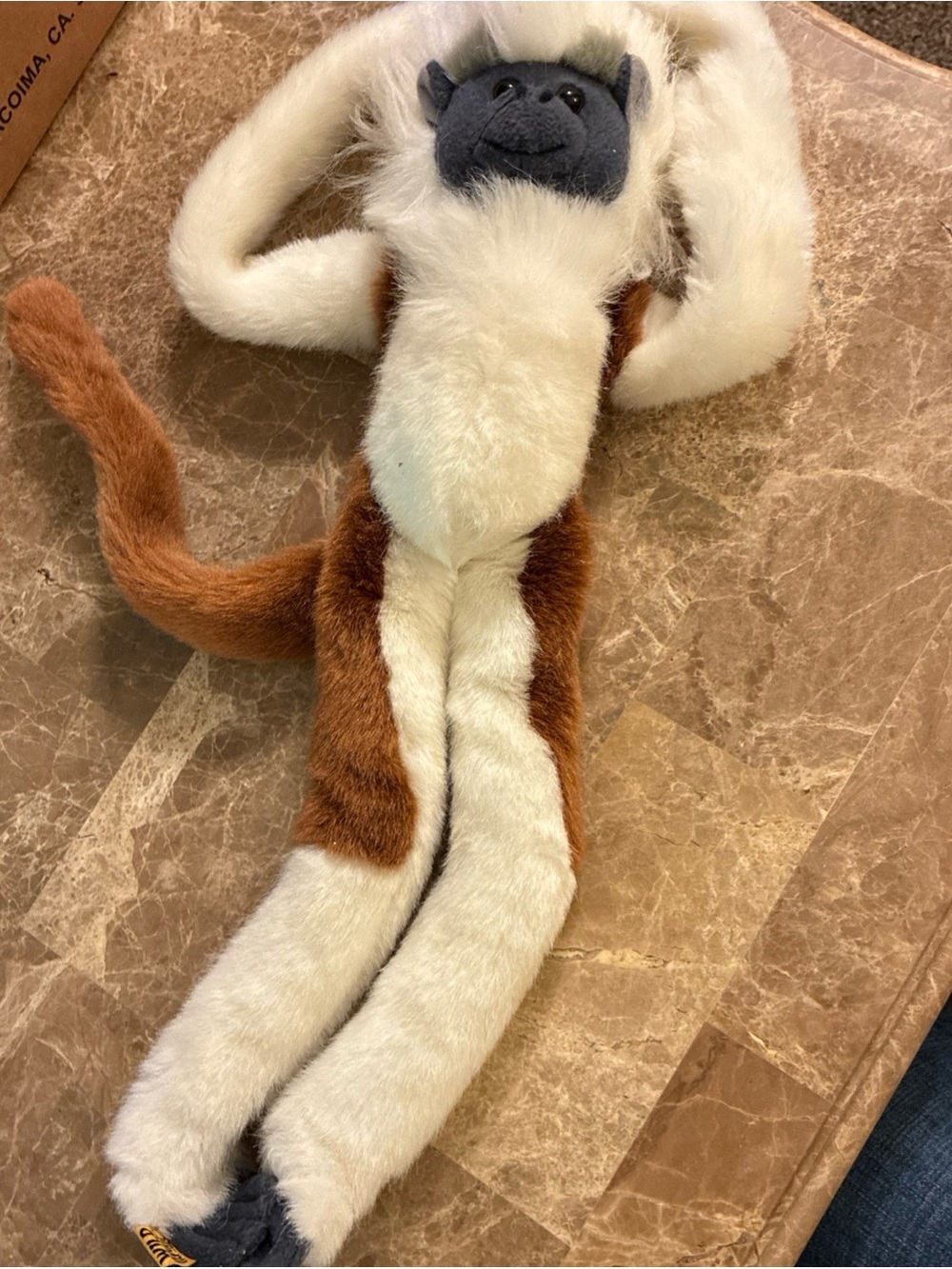 Wild Republic Long-Limbed Tamarin Plush Monkey Cream Fur Gray Tail 17” - Picture 9 of 9
